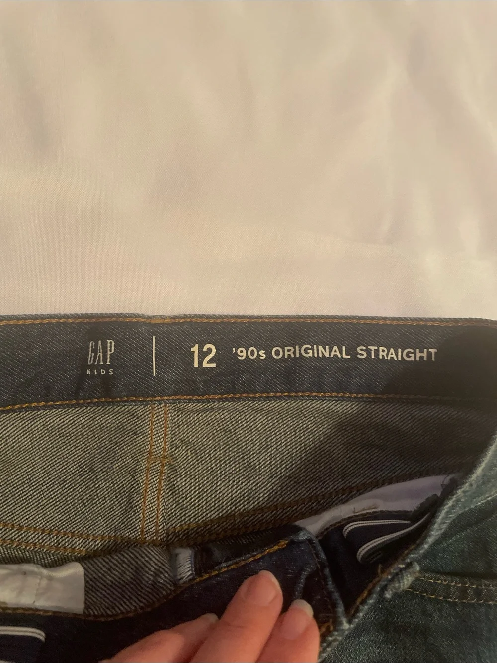 GAP Kids Dark Blue ‘90s Original Straight Jeans Subtle Distressing, NWT, Size 12